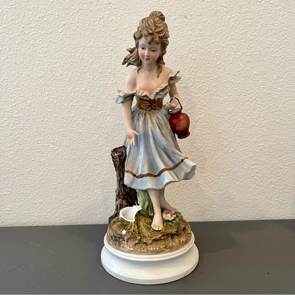 Andrea by Sadek 7393 Made in Japan Girl barefoot w pitcher figurine 12"